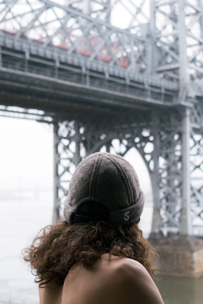 Schvitzin premium American merino wool sauna hat, Williamsburg Bridge, Brooklyn NY